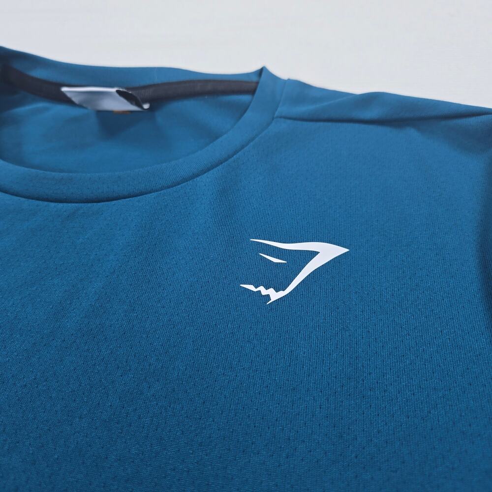 Gymshark Arrival Long‎ Sleeve Athletic Breathable T-Shirt Blue Men's Size Large